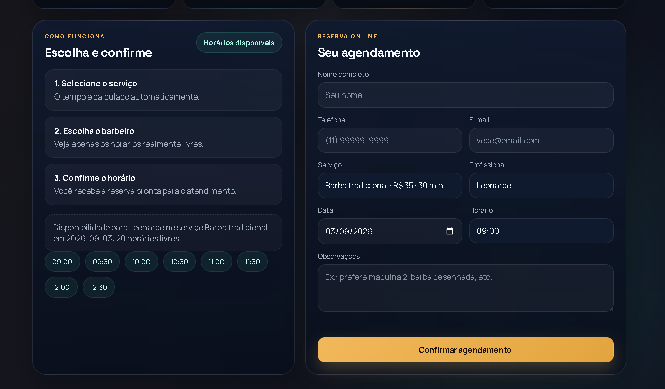 Tela de reserva online